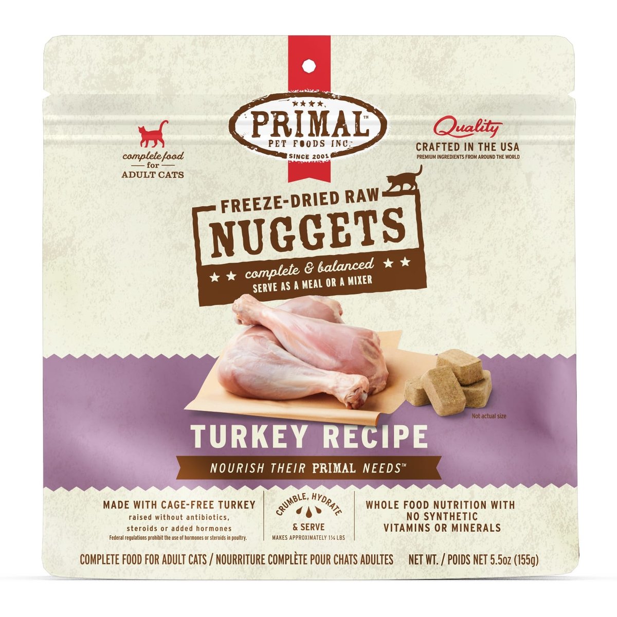Primal Turkey Formula Nuggets Freeze-Dried Cat Food, 5.5-oz bag