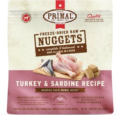 Primal Turkey & Sardine Formula Nuggets Grain-Free Raw Freeze-Dried Dog Food, 14-oz bag