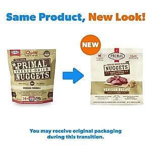 Primal Venison Nuggets Grain-Free Raw Freeze-Dried Cat Food, 14-oz bag