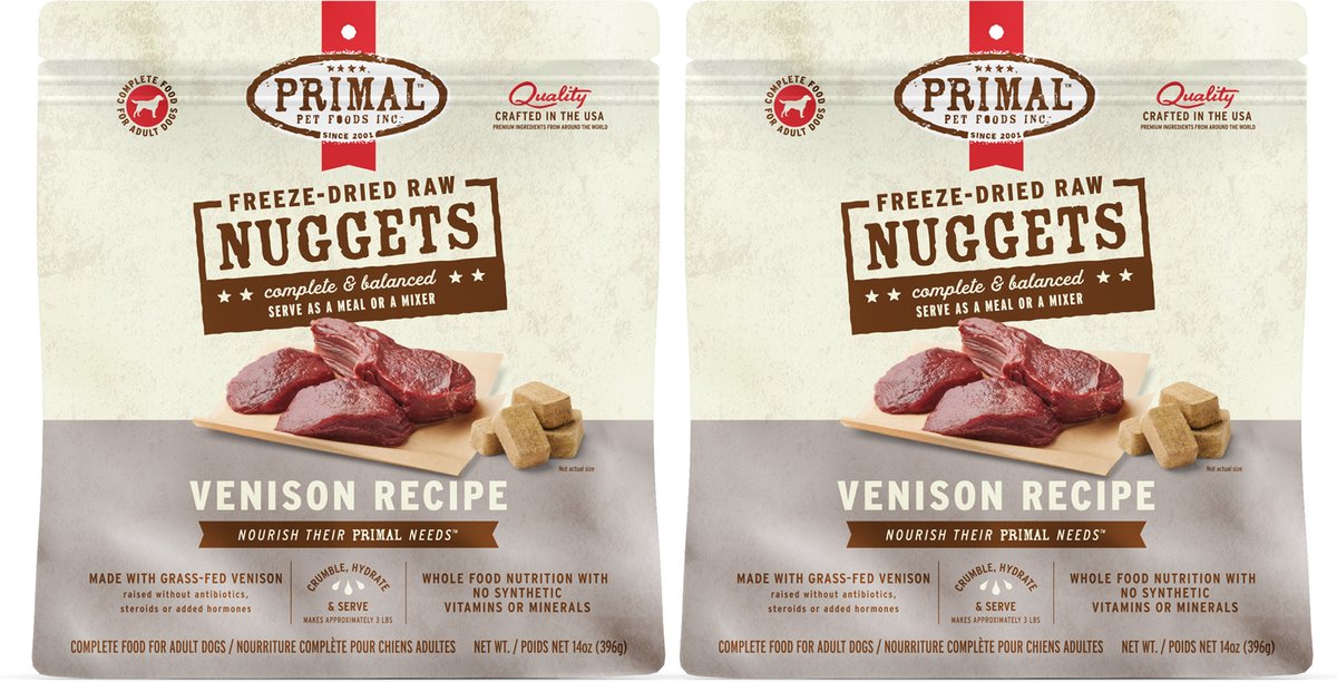 Primal Venison Nuggets Grain-Free Raw Freeze-Dried Dog Food