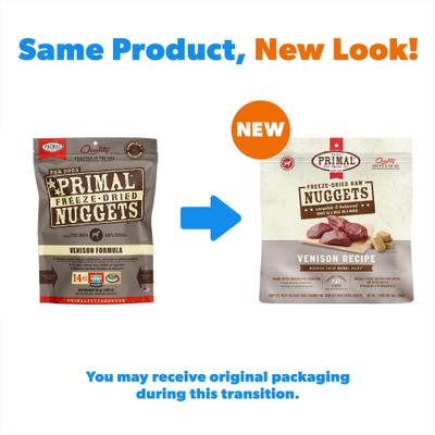 Show full view: Primal Venison Nuggets Grain-Free Raw Freeze-Dried Dog Food, 28-oz bundle slide 3 of 11