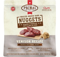 Primal Venison Nuggets Grain-Free Raw Freeze-Dried Dog Food, 14-oz bag