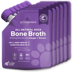 Primalvore All Natural Duck Bone Broth with Collagen + Turmeric Dog & Cat Food Topping, 12-oz bag, 6 count