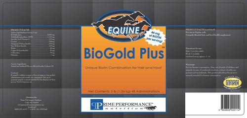 Show full view: Prime Performance Nutrition BioGold Plus Hair & Hoof Support Pellet Horse Supplement, 3-lb canister slide 2 of 4