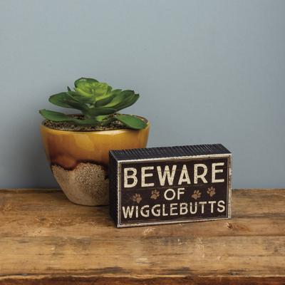 Show full view: Primitives By Kathy "Beware of Wigglebutts" Box Sign slide 2 of 3