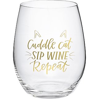 Primitives By Kathy Cat Sip Wine Glass, 15-oz slide 1 of 2