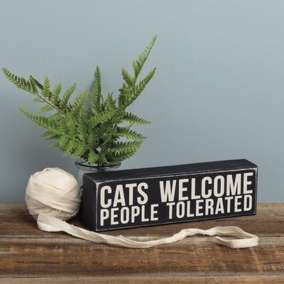 Show full view: Primitives By Kathy "Cats Welcome - People Tolerated" Box Sign slide 3 of 3