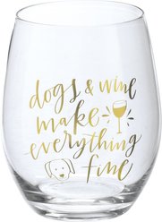 Primitives By Kathy Dogs Wine Glass, 15-oz