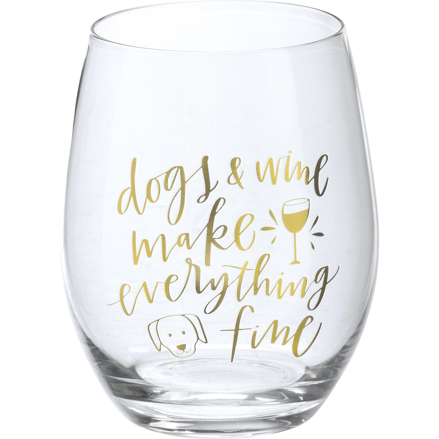 Primitives By Kathy Dogs Wine Glass, 15-oz
