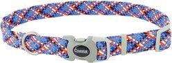 Pro Active Adjustable Woven Reflective Standard Dog Collar, Cobalt Crossed, Small: 8 to 12-in neck, 5/8-in wide