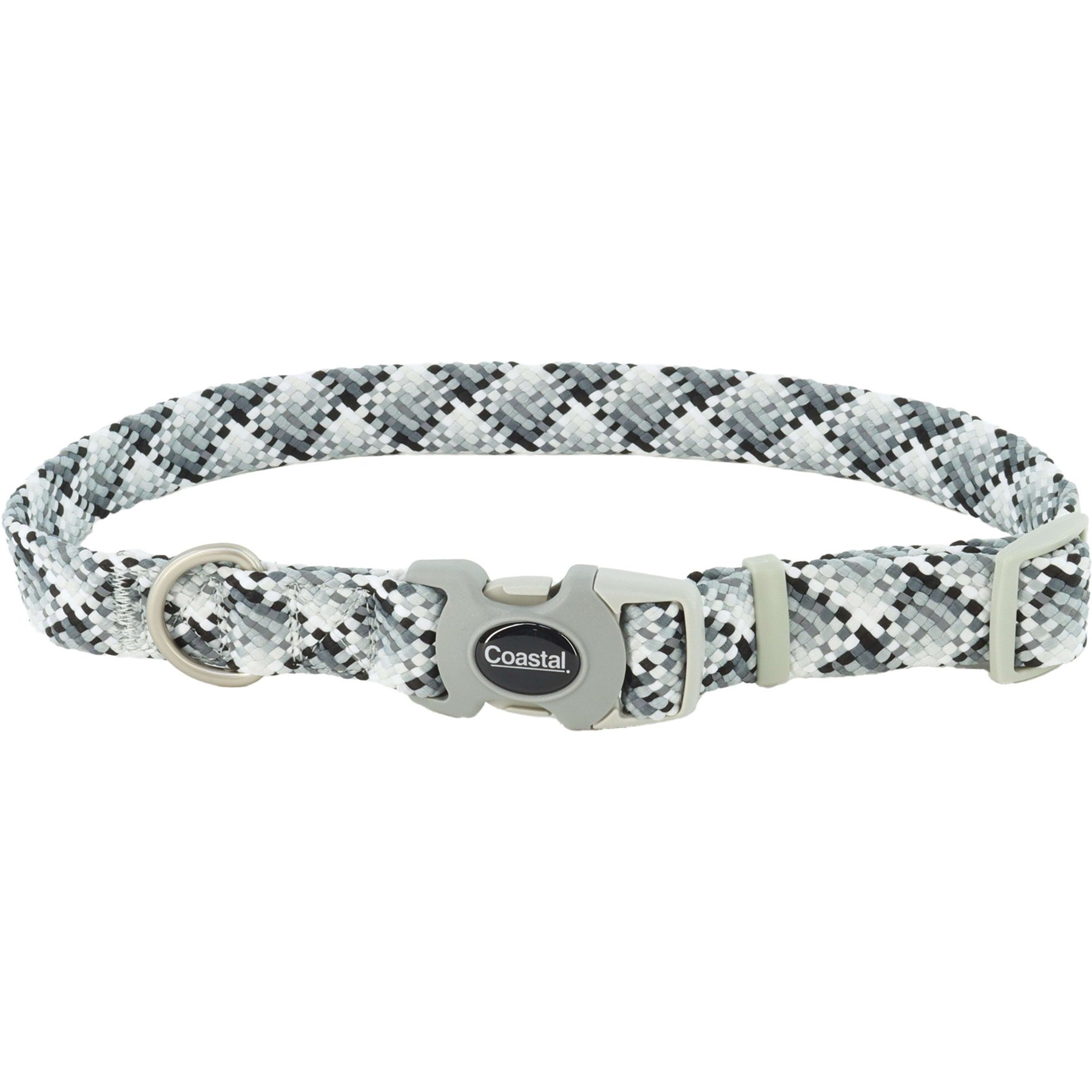 Pro Active Adjustable Woven Reflective Standard Dog Collar, Grey Scale, Large: 18 to 26-in neck, 1-in wide
