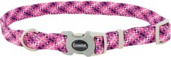 Pro Active Adjustable Woven Reflective Standard Dog Collar, Pixel Pink, Large: 18 to 26-in neck, 1-in wide