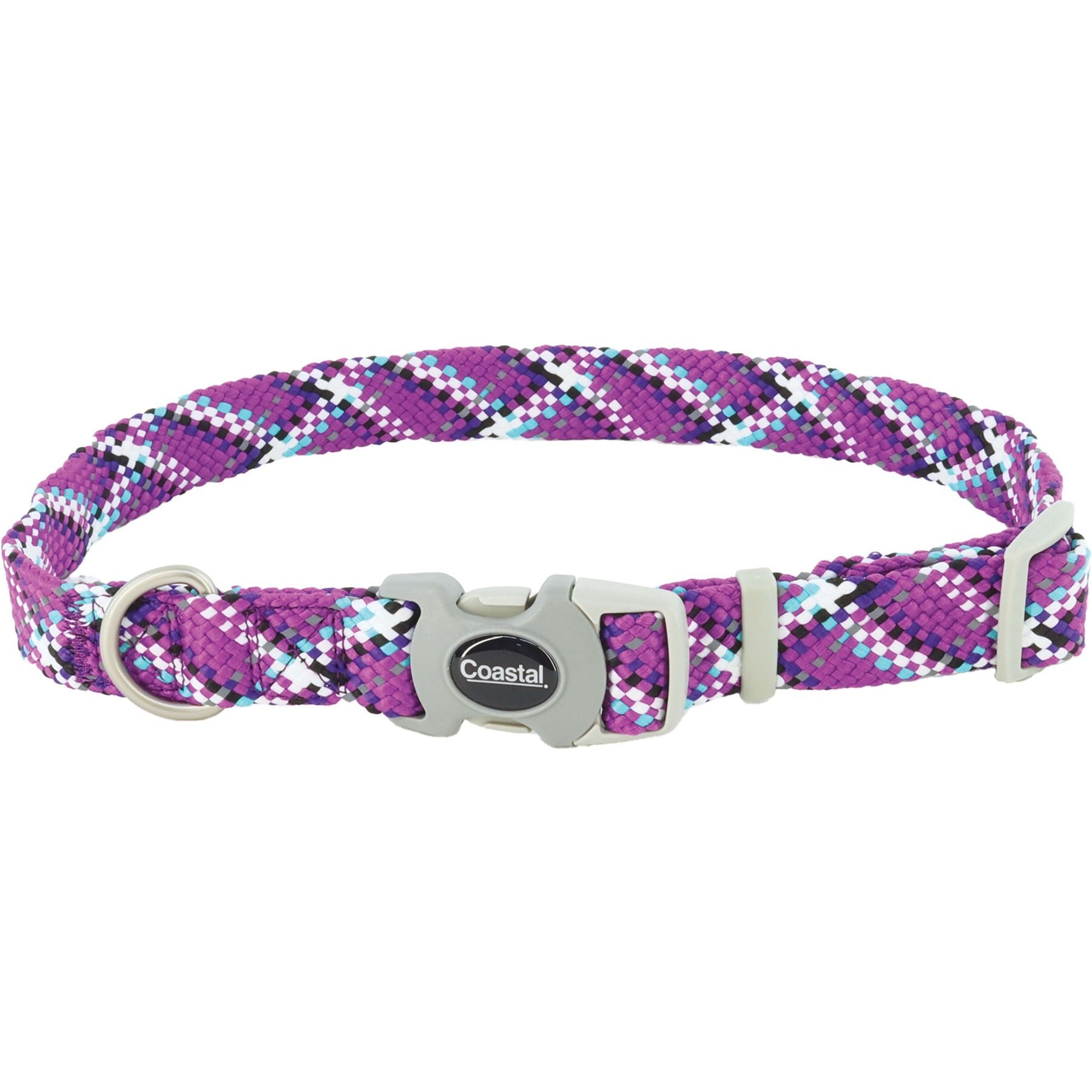 Pro Active Adjustable Woven Reflective Standard Dog Collar, Woven Violet, Small: 8 to 12-in neck, 5/8-in wide