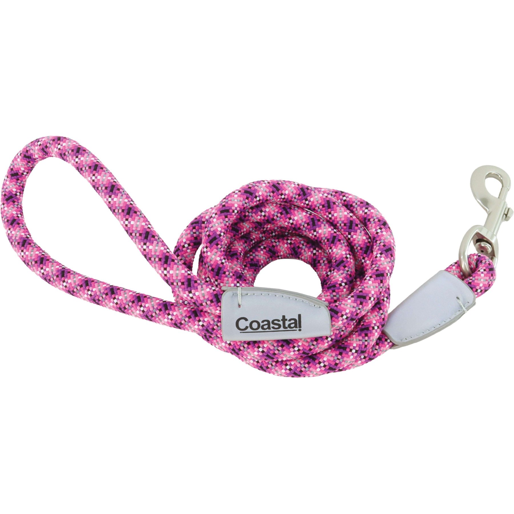 Pro Active Woven Reflective Rope Standard Dog Leash, Pixel Pink, 6-ft long, 1-in wide