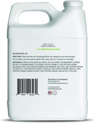 Show full view: Pro-Coat Grooming 4-in-1 Unscented Daily Dog Shampoo, 1-gal bottle slide 2 of 2