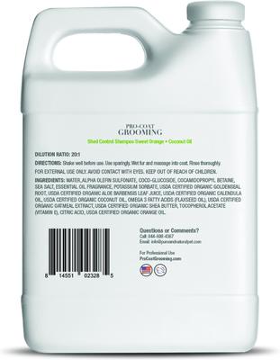 Show full view: Pro-Coat Grooming Sweet Orange, Coconut Oil Shed Control Dog Shampoo, 1-gal bottle slide 2 of 3