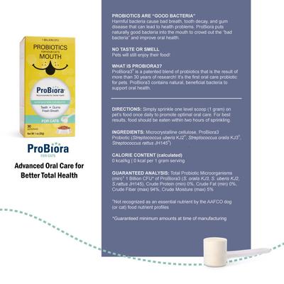 Show full view: ProBiora Oral Care Probiotic Cat Dental Supplement, 30 count slide 6 of 8