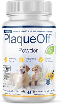 Show full view: ProDen PlaqueOff Powder Dog & Cat Supplement, 60g bottle + ProDen PlaqueOff System Natural Bacon Flavored Dental Bone Dog Treats, 13 count slide 6 of 10