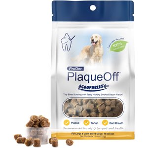 ProDen PlaqueOff Scoopables 45 Scoops Adult Meat & Hickory Dry Dog Food Topper, Large: 11-oz bag