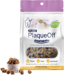 ProDen PlaqueOff Scoopables 45 Scoops Seafood Fish & Salmon Dry Cat Food Topper, 5.5-oz bag