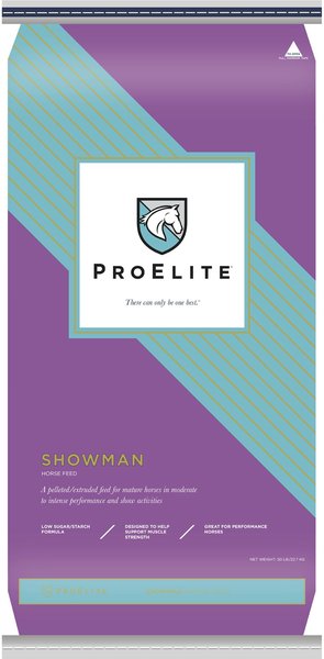 Show full view: ProElite Showman Ultra Premium Low Sugar & Low Starch Horse Feed, 50-lb bag slide 1 of 10