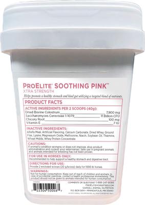 Show full view: ProElite Soothing Pink Xtra Strength Gut Health Support Horse Supplement, 3-lb tub slide 7 of 9