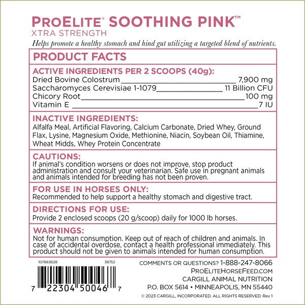 Show full view: ProElite Soothing Pink Xtra Strength Gut Health Support Horse Supplement, 3-lb tub slide 8 of 9
