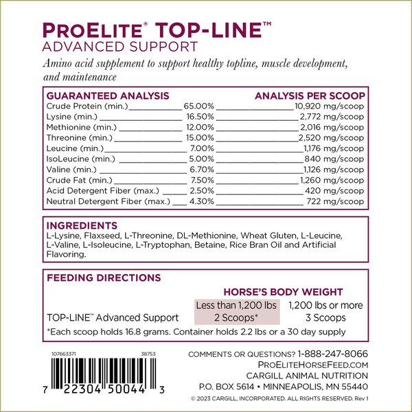 ProElite Top-Line Advanced Support Topline Support Horse Supplement, 2.2-lb tub