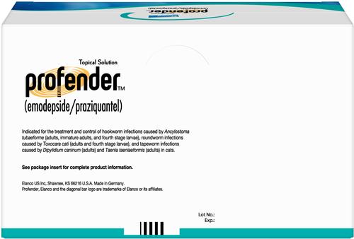 Show full view: Profender Topical Solution for Cats, 2.2-5.5 lbs, (Green Box), 1 Dose slide 3 of 8