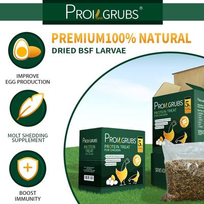 Show full view: PROILGRUBS All Natural Dried Black Soldier Fly Larvae Chicken Treats, 5-lb box slide 6 of 9