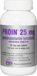 Proin (phenylpropanolamine hydrochloride) Chewable Tablets for Dogs, 25-mg, 60 tablets