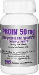 Proin (phenylpropanolamine hydrochloride) Chewable Tablets for Dogs, 50-mg, 60 tablets slide 1 of 4