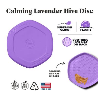 Show full view: Project Hive Pet Company Hive Calming Lavender Scented Disc & Lick Mat Dog Toy, Purple slide 3 of 6