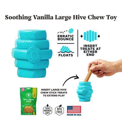 Show full view: Project Hive Pet Company Hive Soothing Vanilla Scented Chew Dog Toy, Blue, Large slide 2 of 5