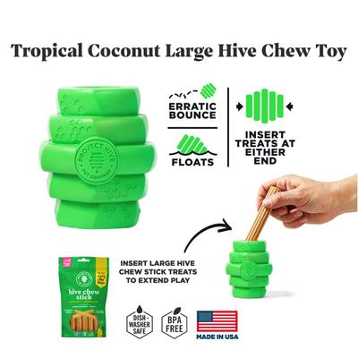 Show full view: Project Hive Pet Company Hive Tropical Coconut Scented Chew Dog Toy, Green, Large slide 3 of 6