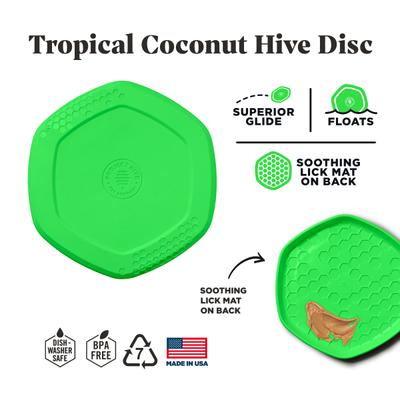Show full view: Project Hive Pet Company Hive Tropical Coconut Scented Disc & Lick Mat Dog Toy, Green slide 3 of 6
