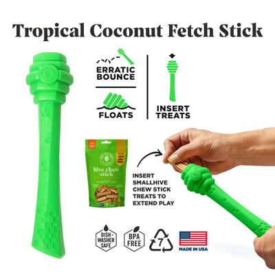 Show full view: Project Hive Pet Company Hive Tropical Coconut Scented Fetch Stick Dog Toy, Green slide 2 of 7