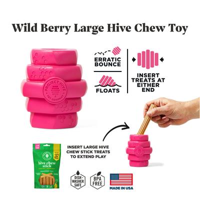 Show full view: Project Hive Pet Company Hive Wild Berry Aroma Scented Chew Dog Toy, Large, Pink slide 2 of 5