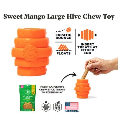 Show full view: Project Hive Pet Company Sweet Mango Scented Hive Chew Dog Toy, Orange, Large slide 2 of 5