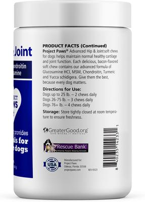 Show full view: Project Paws Advanced Grain-Free Hip & Joint Dog Supplement Chews, 120 count slide 5 of 9