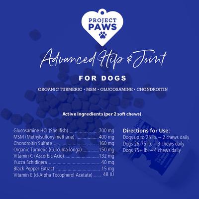 Show full view: Project Paws Advanced Grain-Free Hip & Joint Dog Supplement Chews, 120 count slide 7 of 9