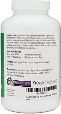 Show full view: Project Paws Advanced Multi-Vitamin & Mineral Chewable Dog Supplements, 180 count slide 3 of 9