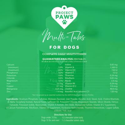 Show full view: Project Paws Advanced Multi-Vitamin & Mineral Chewable Dog Supplements, 180 count slide 7 of 9