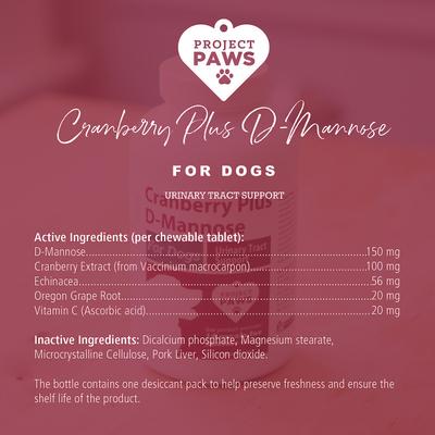 Show full view: Project Paws Cranberry Plus D-Mannose Urinary Tract Support Chewable Dog Supplement, 75 count slide 7 of 10