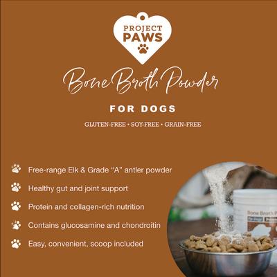 Show full view: Project Paws Premium Grade Bone Broth Dog Powder Supplement Food Topper, 4-oz tub slide 4 of 8