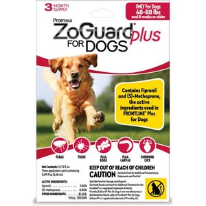 Promika Zoguard Plus Flea & Tick Spot Treatment for Dogs, 45-88 lbs, 3 doses