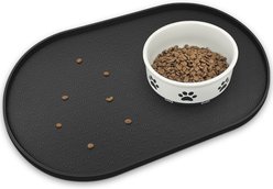 Ptlom Silicone Waterproof, High-Lips Feeding Dog & Cat Placemat, Black, 23.5 x 15.7-in