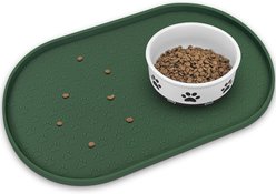 Ptlom Silicone Waterproof, High-Lips Feeding Dog & Cat Placemat, Huntergreen, 18.8 x 11.8-in