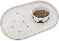 Ptlom Silicone Waterproof, High-Lips Feeding Dog & Cat Placemat, Milkbrown, 23.5 x 15.7-in