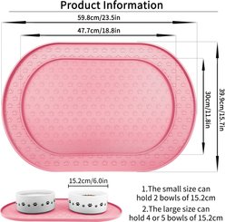 Ptlom Silicone Waterproof, High-Lips Feeding Dog & Cat Placemat, Pink, 23.5 x 15.7-in slide 2 of 8